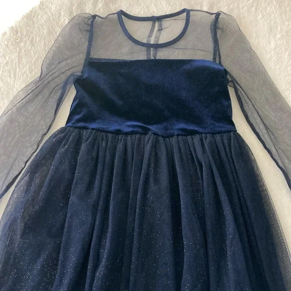 bardot junior blue dress Bardot Junior, blue stretchy party dress, EUC, size 00, L: 39cm   DaisyChainClothing